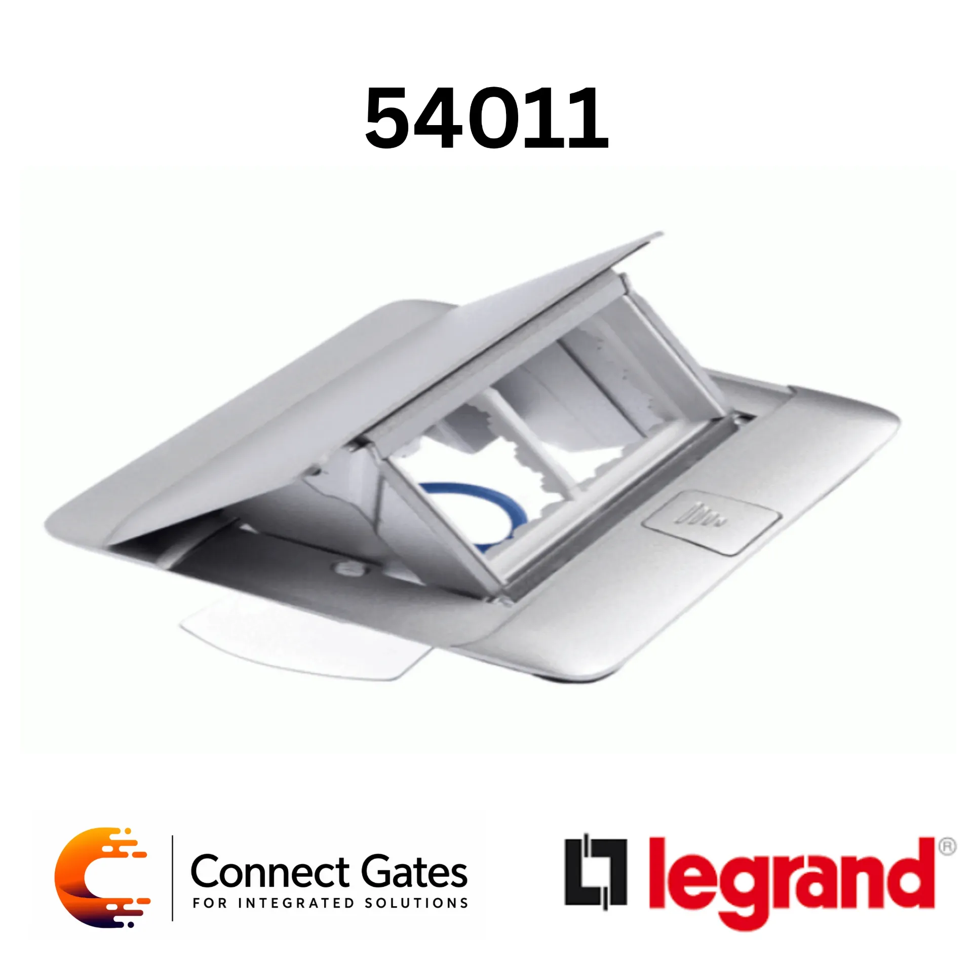 [54011] Legrand Pop-Up Floor 054011 – 4 Modules, Matt Aluminium, for Mosaic Wiring Devices.