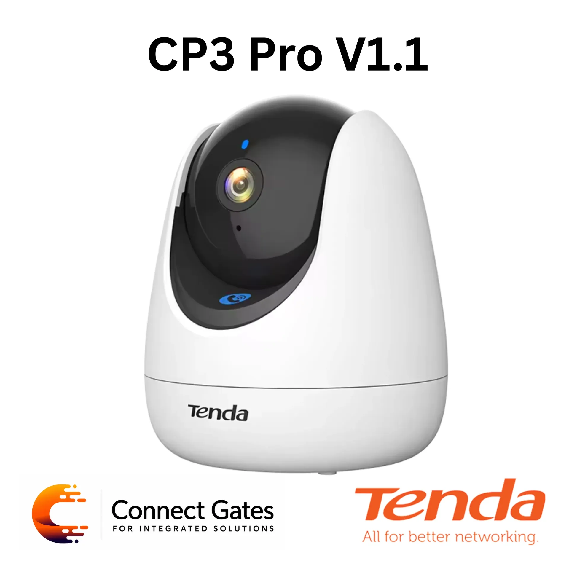 [CP3 Pro V1.1] Tenda CP3 Pro 3MP Security Pan/Tilt Camera – Indoor Wi-Fi 6 Camera with Human/Pet Detection, One-Touch Call & Two-Way Audio