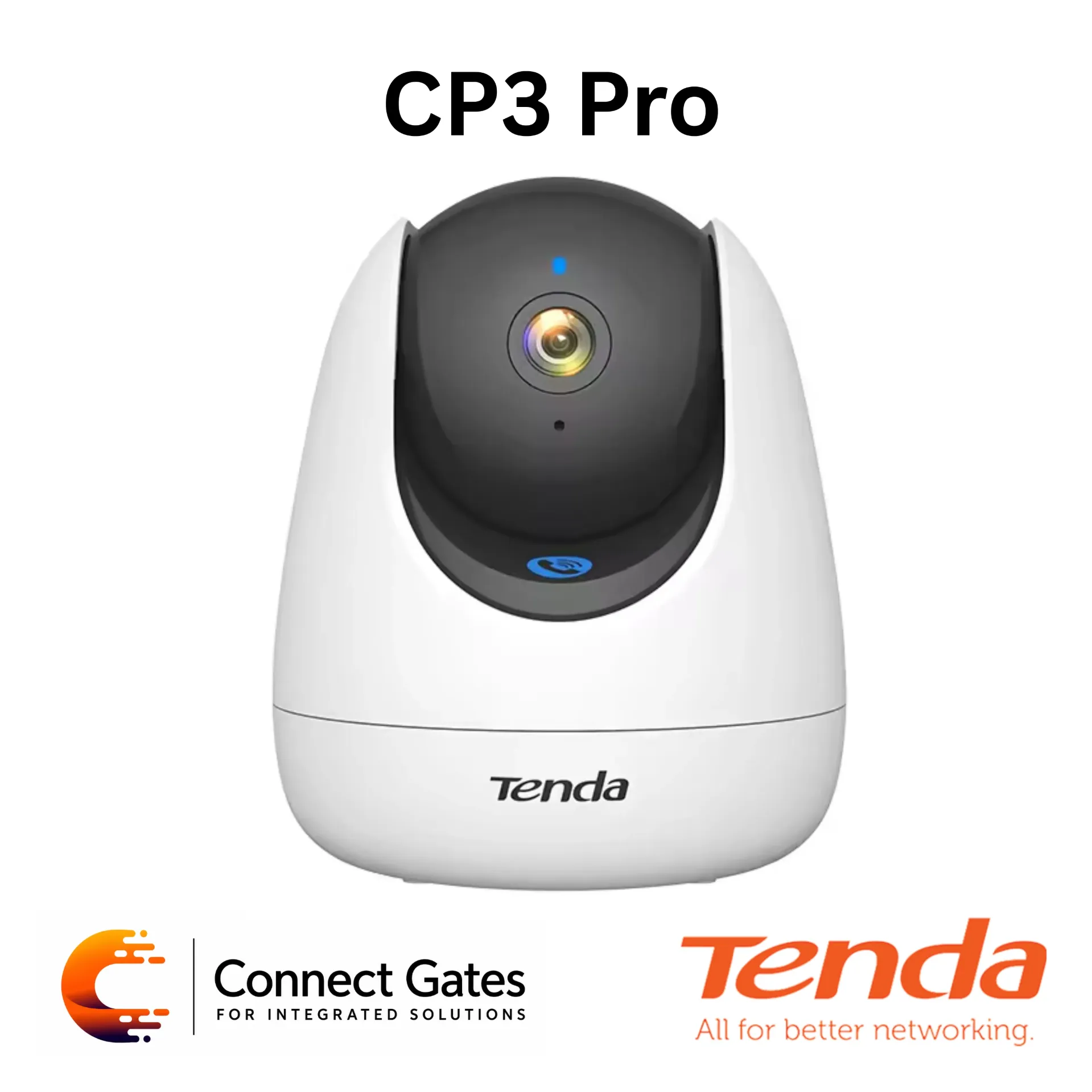 [CP3 Pro] Tenda CP3 Pro 3MP Security Pan/Tilt Camera – Indoor Wi-Fi 6 Camera with Human/Pet Detection, One-Touch Call & Sound & Light Alarm